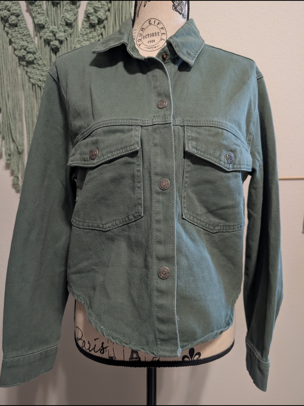 Stoosh Olive Green Button-Front Jacket